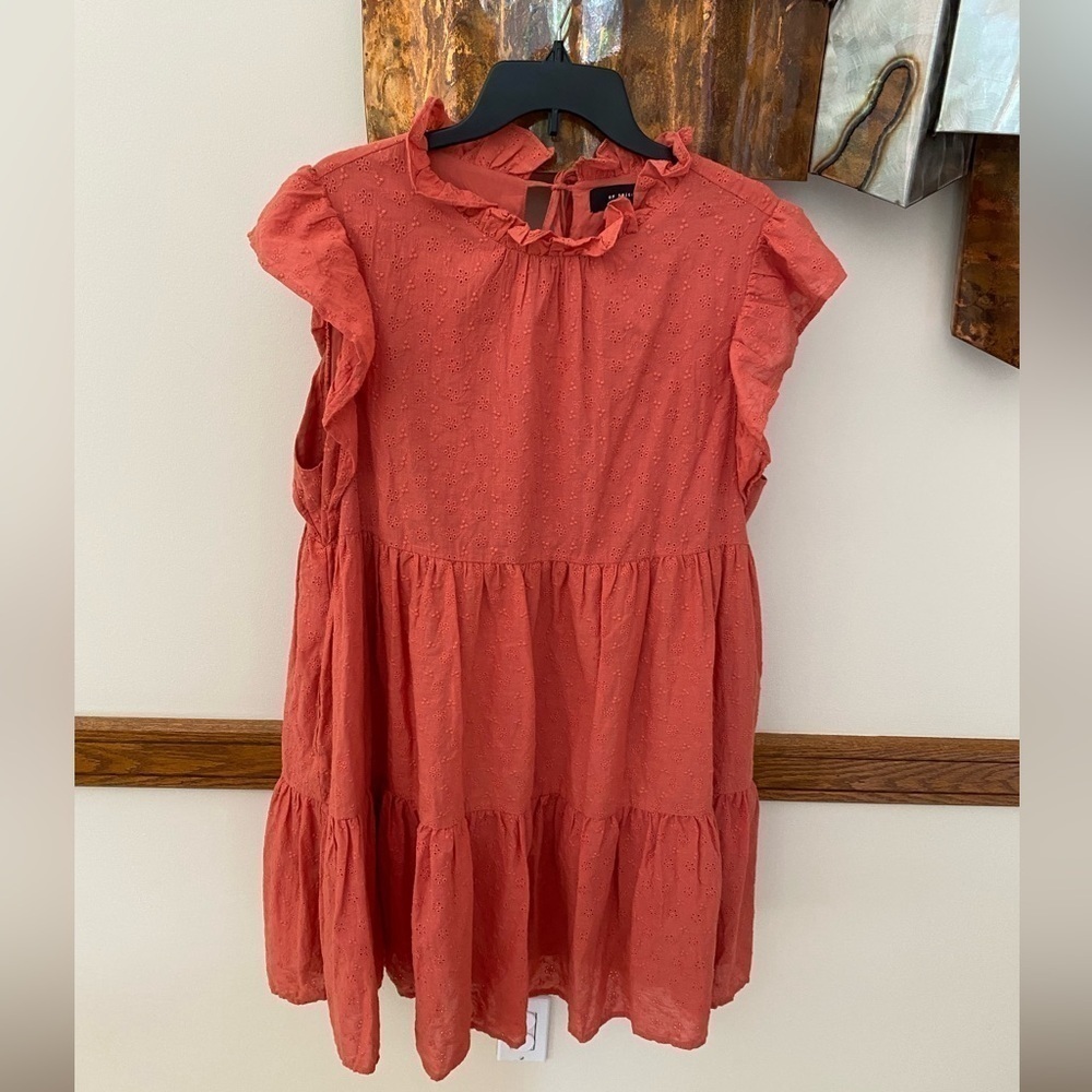 EN SAISON Womens Orange Lined Tie Pullover Flutter Sleeve Dress XL